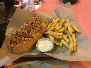Hotdog  at Vegan Junkies in Lisbon