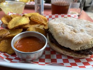 P.R.E.G.O Burger  at Vegan Junkies in Lisbon