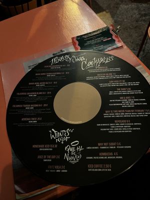 cocktail menu  at Vegan Junkies in Lisbon