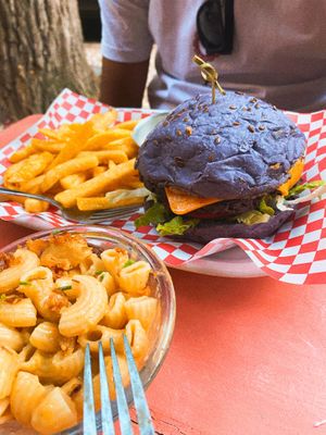 Purple burger   at Vegan Junkies in Lisbon
