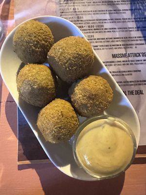 Fried cheese balls  at Vegan Junkies in Lisbon
