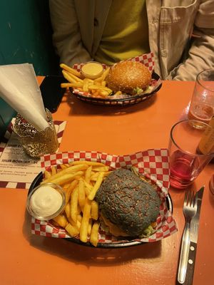 Burgers and fries  at Vegan Junkies in Lisbon