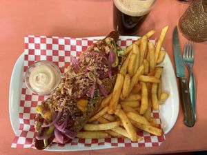 House made sausage dog!!!! OMG! #Veganuary at Vegan Junkies in Lisbon