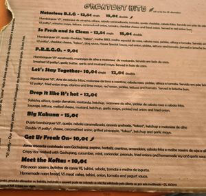 Menu at Vegan Junkies in Lisbon