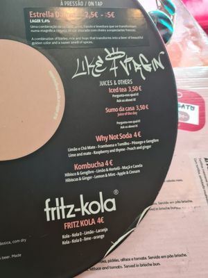 Menu at Vegan Junkies in Lisbon