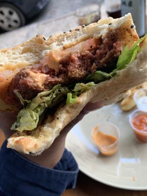 Beyond meat burger 🍔 amazing .  at Vegan Junkies in Lisbon