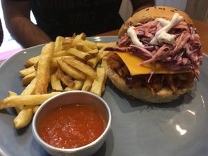Nothing but a J thang buger at Vegan Junkies in Lisbon