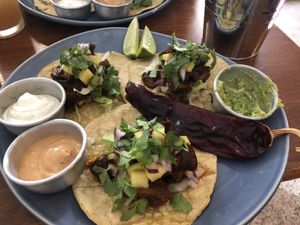 Vegan tacos all pastor at Vegan Junkies in Lisbon