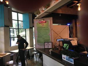 View from the inside of restaurant. at MTHR Vegan in New York City