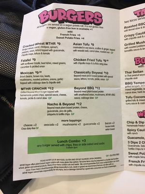 Burgers at MTHR Vegan in New York City