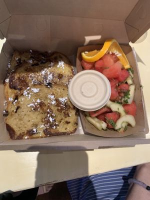 French toast with watermelon salad!  at MTHR Vegan in New York City