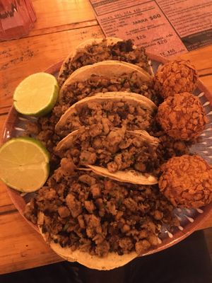 Tacos Trágame Tierra with Soya Arabe at Trágame Tierra in Puebla