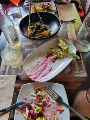 Zucchini flowers and pasta! at Yulli's in Surry Hills