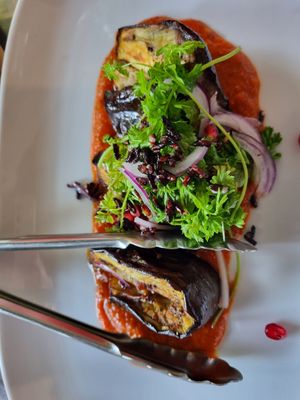 Smoked eggplant - yuuuumm at Yulli's in Surry Hills