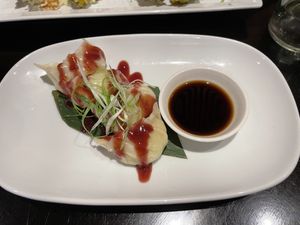 Leek and Ginger dumplings   at Yulli's in Surry Hills