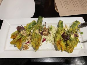 Beetroot stuffed Zucchini   at Yulli's in Surry Hills