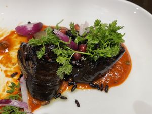 Romesco aubergine   at Yulli's in Surry Hills