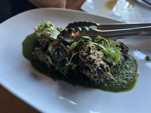 Sesame Crusted Eggplantt  at Yulli's in Surry Hills