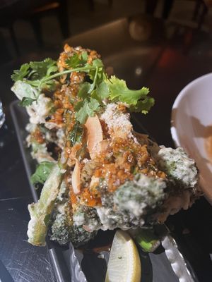 Fried broccolini  at Yulli's in Surry Hills