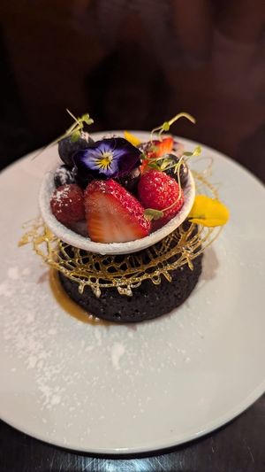 Warm chocolate lava cake $15.50 at Yulli's in Surry Hills