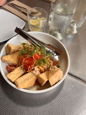 Crispy tofu salad   at Yulli's in Surry Hills
