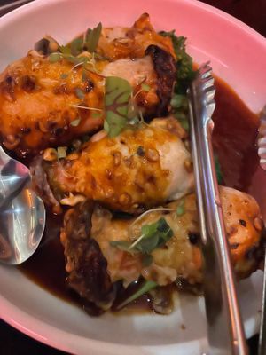 Trumpet mushrooms  at Yulli's in Surry Hills