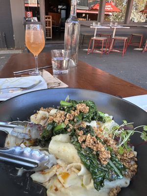 Wish I took a photo of dishes BEFORE we started tucking in!   at Yulli's in Surry Hills