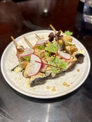 Mushroom skewers   at Yulli's in Surry Hills