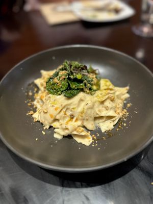 Creamy pappardelle   at Yulli's in Surry Hills