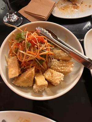 Crispy tofu and papaya salad   at Yulli's in Surry Hills