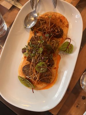 Eggplant edamame dish   at Yulli's in Surry Hills