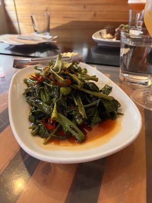 Fried greens   at Yulli's in Surry Hills