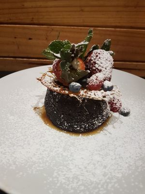 chocolate lava cake at Yulli's in Surry Hills