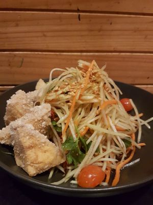 crispy tofu, veggies and peanuts at Yulli's in Surry Hills