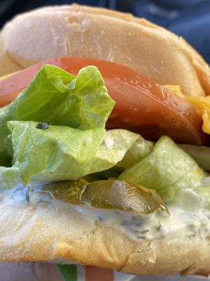 Blt close up added pickles  at Burger Patch in Sacramento