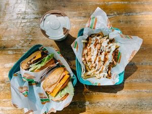 Patch burger and shovel fries at Burger Patch in Sacramento