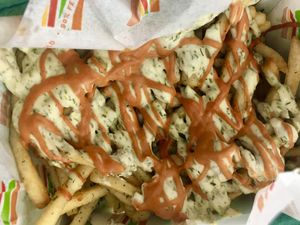 Fries with bbq sauce and ranch  at Burger Patch in Sacramento