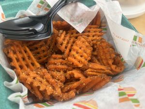 Basket of sweet spuds   at Burger Patch in Sacramento
