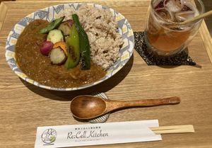 Vegan curry set  at Re Cell Kitchen in Fukuoka