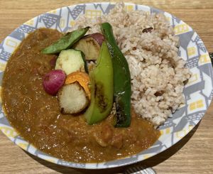 Vegan curry with brown rice   at Re Cell Kitchen in Fukuoka