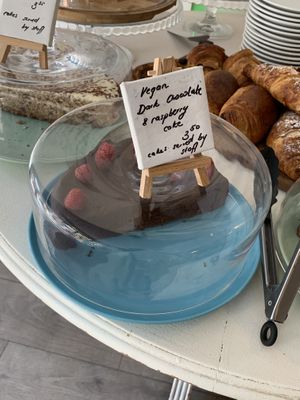 Vegan cake options at Snug Art Cafe in North London