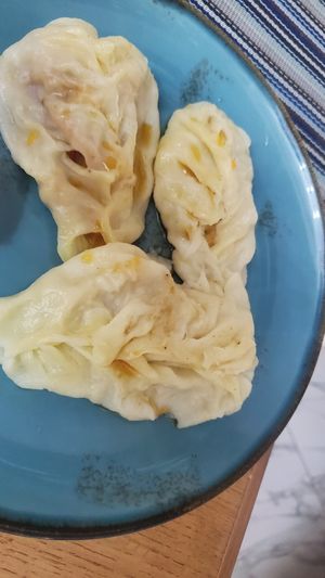 Pumpkin manti (ask no cream) at Registon Restaurant & Cafe in Samarkand