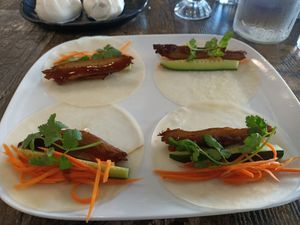 Peking Duck Pancakes at West End Vegan Restaurant in West End