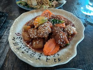 Sweet and Sour Pork at West End Vegan Restaurant in West End