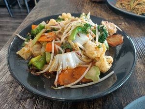 Noodle Combination in XO Sauce at West End Vegan Restaurant in West End
