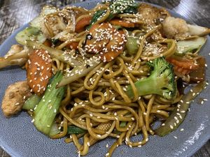 Hokkein noodles … my non vegan friend was super impressed with the Chinese style “pork”   at West End Vegan Restaurant in West End