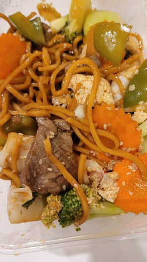 Mongolian Mock Beef Noodles at West End Vegan Restaurant in West End