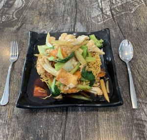 crispy eggless noodles   at West End Vegan Restaurant in West End
