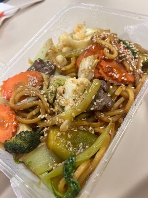 Mongolian with hokkein noodles  at West End Vegan Restaurant in West End