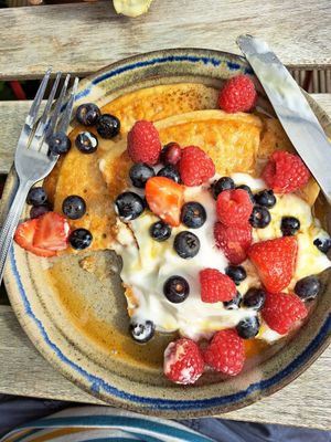 The vegan pancake breakfast (well when it's that good one visit is just jot enough!) at The Lost ARC in Rhayader